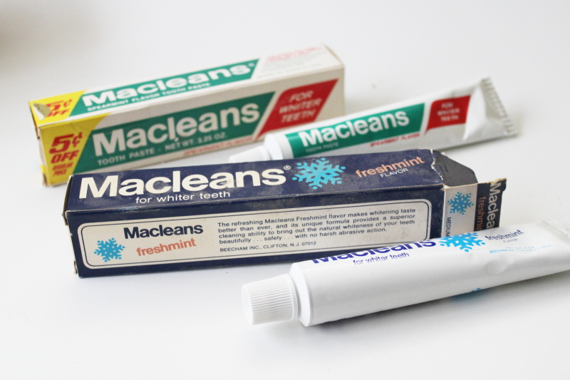 photo of 70s vintage Macleans toothpaste metal tubes in original boxes Beecham advertising #5