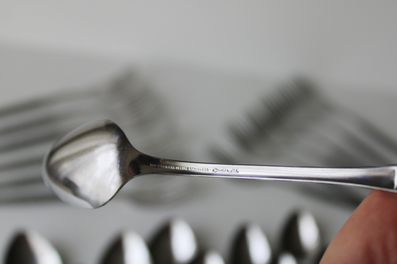 photo of 70s vintage Malibu all over floral pattern stainless flatware Wm A Rogers Deluxe Oneida set for 6  #9