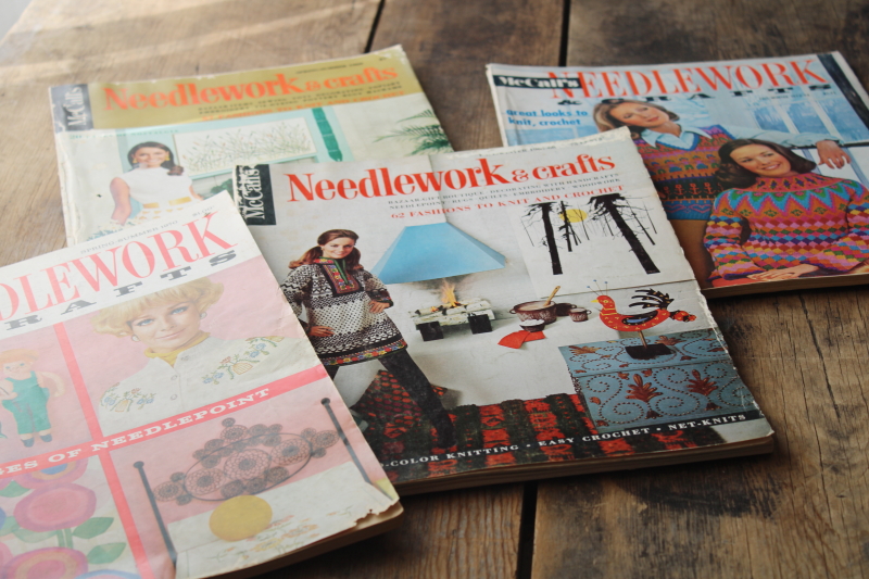 photo of 70s vintage McCalls Needlework & Crafts magazines, hippie crochet bohemian folk art embroidery etc #1