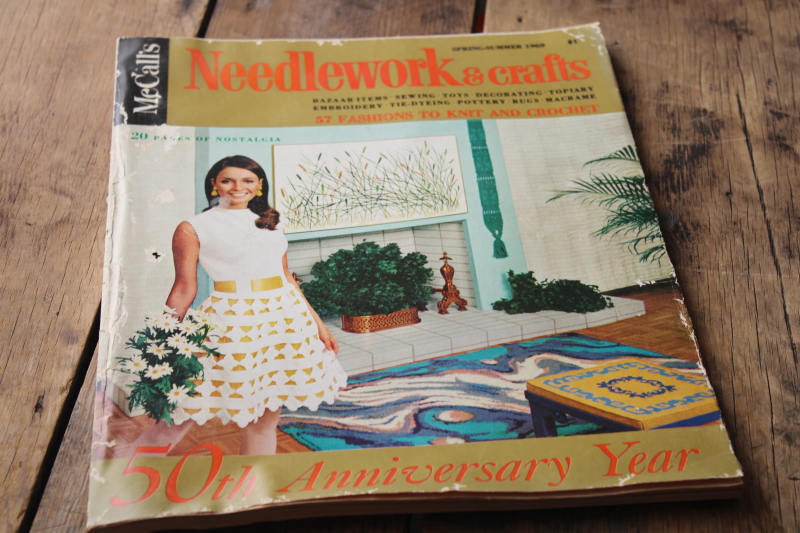 photo of 70s vintage McCalls Needlework & Crafts magazines, hippie crochet bohemian folk art embroidery etc #5