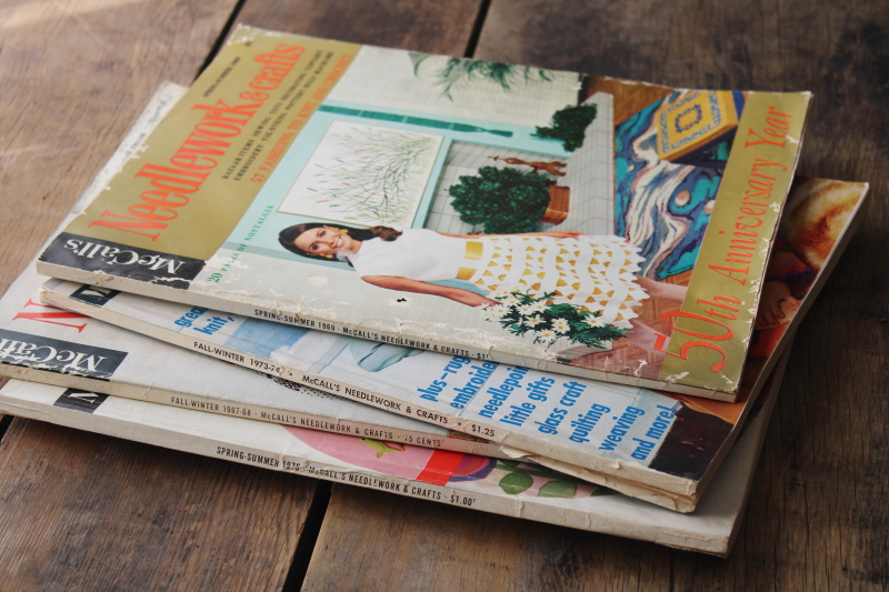 photo of 70s vintage McCalls Needlework & Crafts magazines, hippie crochet bohemian folk art embroidery etc #8