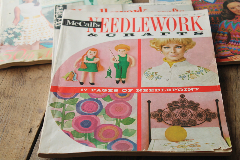 photo of 70s vintage McCalls Needlework & Crafts magazines, hippie crochet bohemian folk art embroidery etc #9