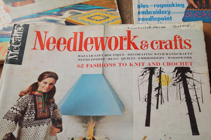 photo of 70s vintage McCalls Needlework & Crafts magazines, hippie crochet bohemian folk art embroidery etc #14