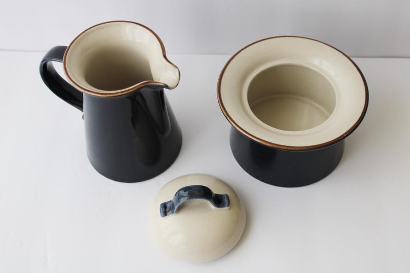 photo of 70s vintage Mikasa Japan stoneware pottery cream & sugar, St Lucia Caribbean  #2