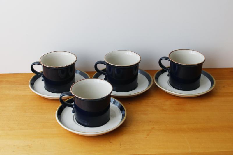 photo of 70s vintage Mikasa Japan stoneware pottery cups & saucers, St Lucia Caribbean  #8