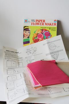 catalog photo of 70s vintage Milton Bradley crafts kit, tissue paper flowers to make, pattern & colored tissue 