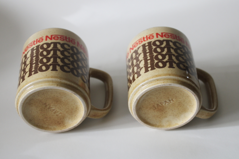 photo of 70s vintage Nestle's Rich N Creamy Hot Cocoa mugs, retro font advertising graphics  #2