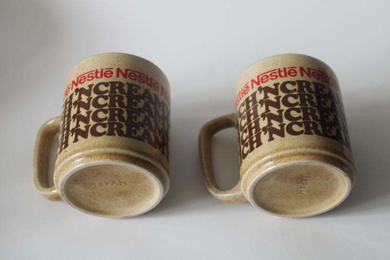 photo of 70s vintage Nestle's Rich N Creamy Hot Cocoa mugs, retro font advertising graphics  #3