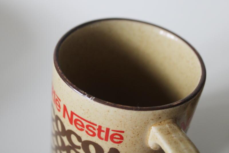 photo of 70s vintage Nestle's Rich N Creamy Hot Cocoa mugs, retro font advertising graphics  #5