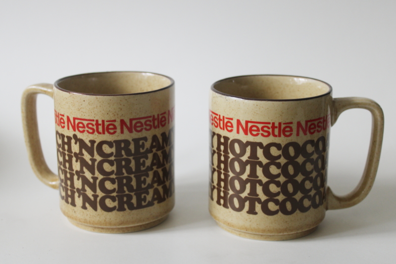 photo of 70s vintage Nestle's Rich N Creamy Hot Cocoa mugs, retro font advertising graphics  #8