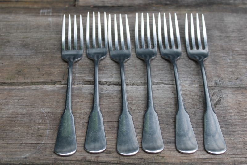 photo of 70s vintage Oneida SSS Colonial Boston Minute Man stainless dinner forks set of 6  #1