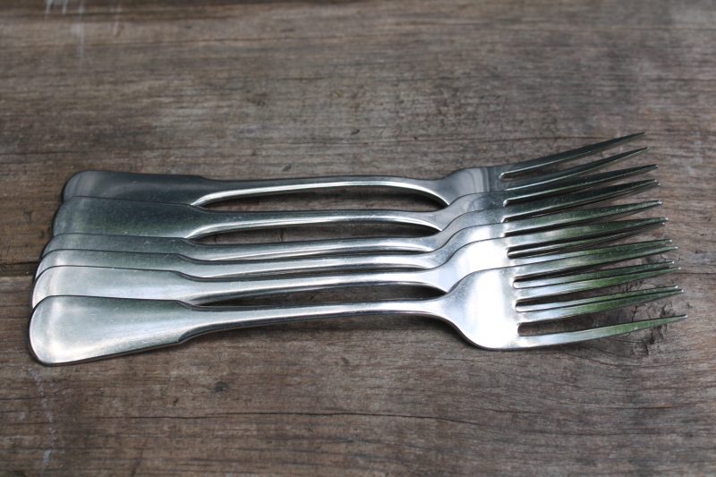photo of 70s vintage Oneida SSS Colonial Boston Minute Man stainless dinner forks set of 6  #4