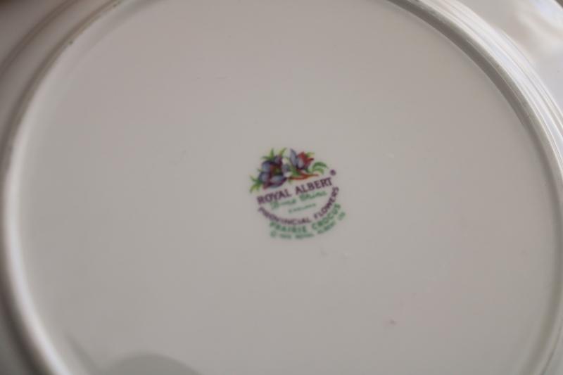 photo of 70s vintage Royal Albert china plate, Provincial flowers crocus on black border #3