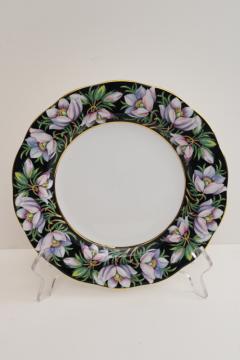 catalog photo of 70s vintage Royal Albert china plate, Provincial flowers crocus on black border