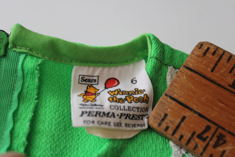 photo of 70s vintage Sears Winnie the Pooh dress little girls size 6 embroidered pinafore style  #2