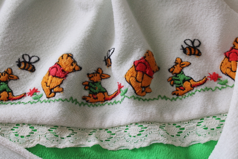photo of 70s vintage Sears Winnie the Pooh dress little girls size 6 embroidered pinafore style  #4