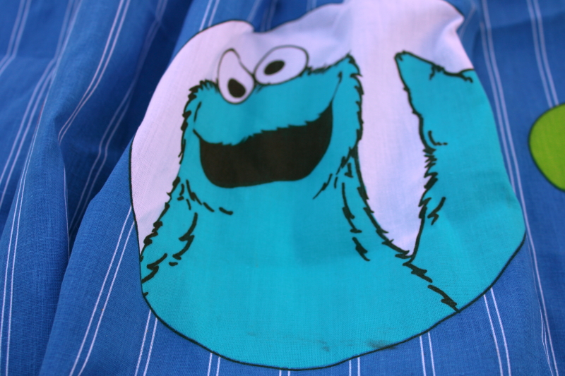 photo of 70s vintage Sesame Street characters Muppets print cotton poly blend fabric curtains #3