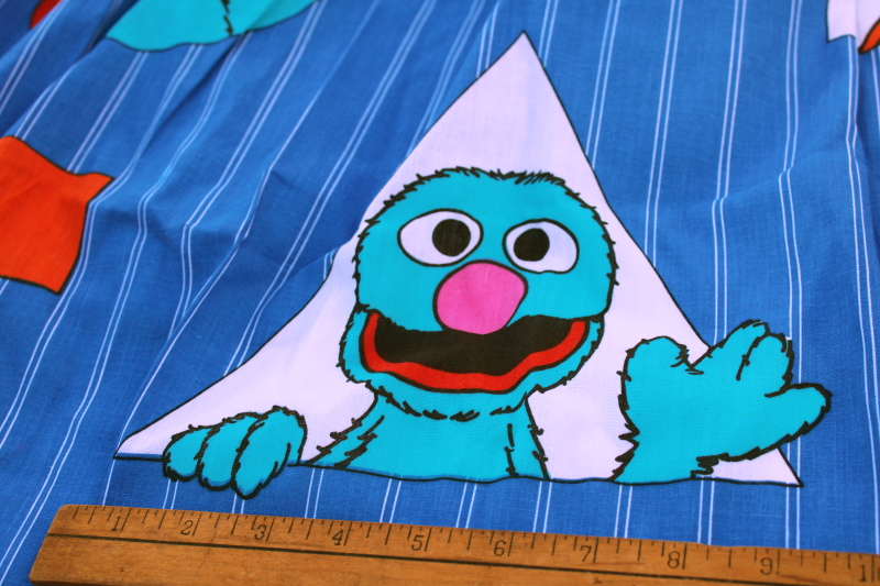 photo of 70s vintage Sesame Street characters Muppets print cotton poly blend fabric curtains #4