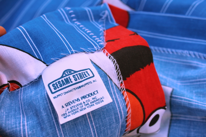 photo of 70s vintage Sesame Street characters Muppets print cotton poly blend fabric curtains #5