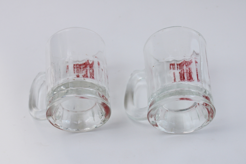 photo of 70s vintage Shakeys Pizza advertising glass root beer mugs, tiny little baby beers #3