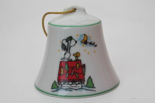 photo of 70s vintage Snoopy / Peanuts Christmas ornament bells in original boxes dated 1977 #2