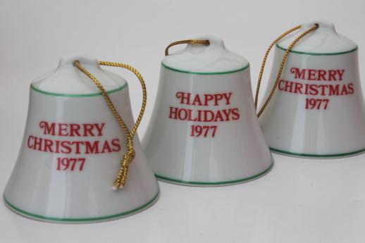 photo of 70s vintage Snoopy / Peanuts Christmas ornament bells in original boxes dated 1977 #5