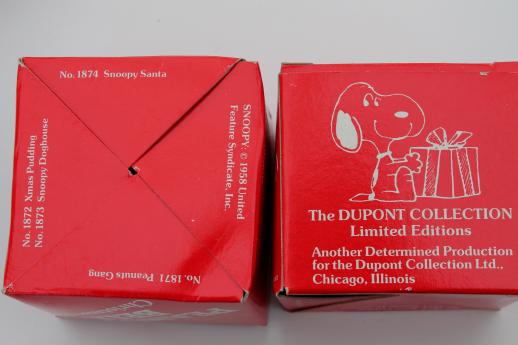 photo of 70s vintage Snoopy / Peanuts Christmas ornament bells in original boxes dated 1977 #9