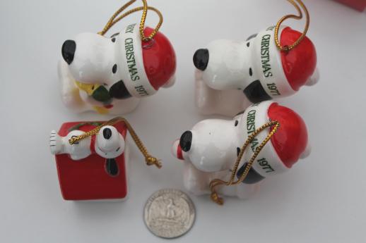 photo of 70s vintage Snoopy / Peanuts Christmas ornaments set in original boxes dated 1977 #2