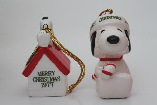 photo of 70s vintage Snoopy / Peanuts Christmas ornaments set in original boxes dated 1977 #8