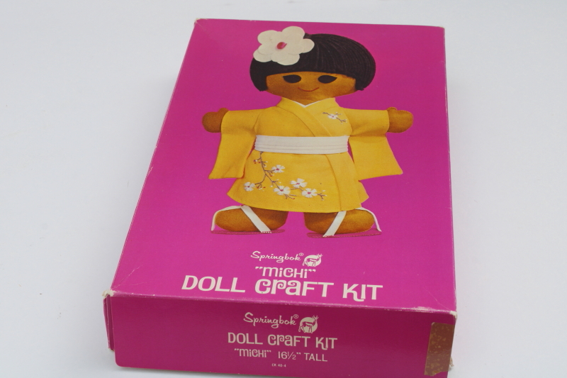 photo of 70s vintage Springbok craft kit, felt doll to make girl of Japan children of the world series #1