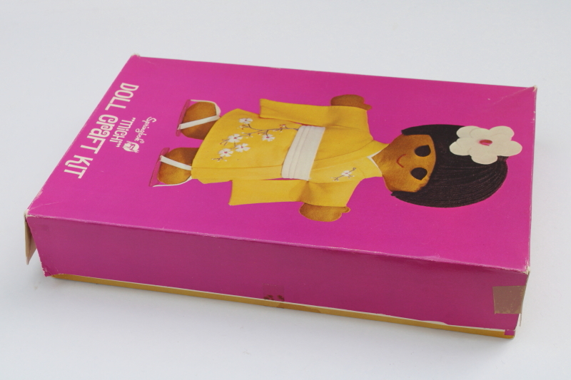 photo of 70s vintage Springbok craft kit, felt doll to make girl of Japan children of the world series #5