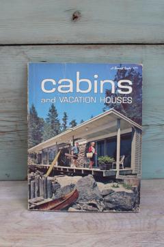 catalog photo of 70s vintage Sunset Cabins & Vacation Houses, retro tiny house, A-frame design plans