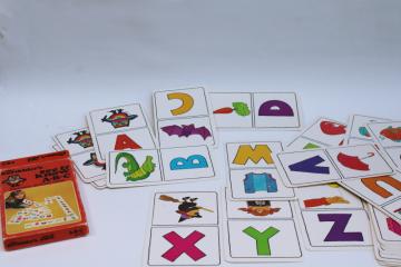 catalog photo of 70s vintage The Scribbler flashcards alphabet letters matching game See & Know ABCs 
