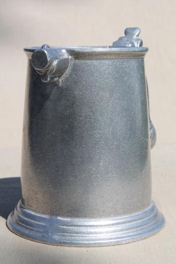 photo of 70s vintage Wilton Armetale pewter tankard, mug or beer stein w/ flintlock pistol #4