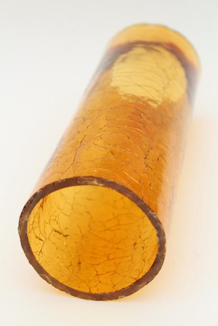 photo of 70s vintage amber glass hurricane shade, rustic crackle glass texture candle shade #3