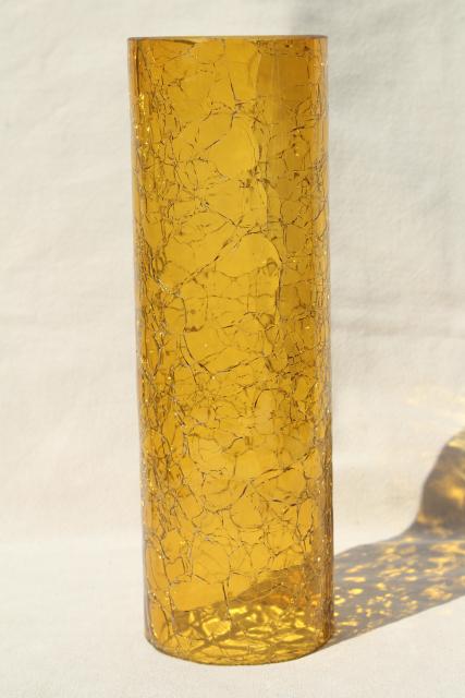 photo of 70s vintage amber glass hurricane shade, rustic crackle glass texture candle shade #3