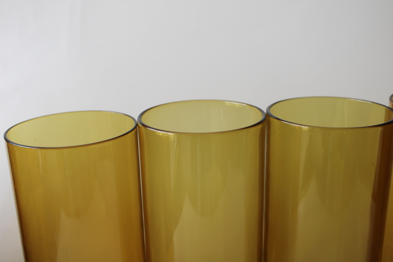 photo of 70s vintage amber glass hurricane shades, mod cylinder chandelier shade chimneys  #2