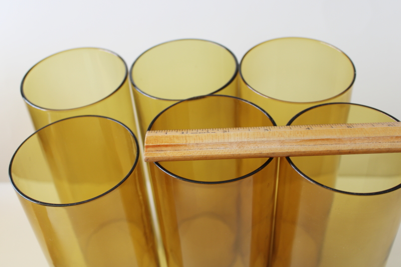 photo of 70s vintage amber glass hurricane shades, mod cylinder chandelier shade chimneys  #6