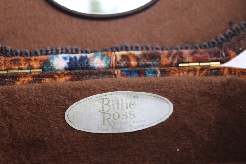 photo of 70s vintage box bag purse, Billie Ross Palm Beach dark floral print velvet fall colors #4