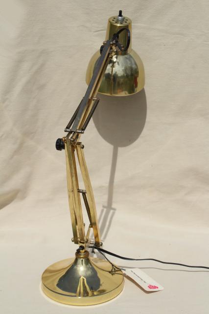 photo of 70s vintage brass desk light, industrial anglepoise style task utility work table lamp #7