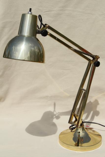 photo of 70s vintage brass desk light, industrial anglepoise style task utility work table lamp #8