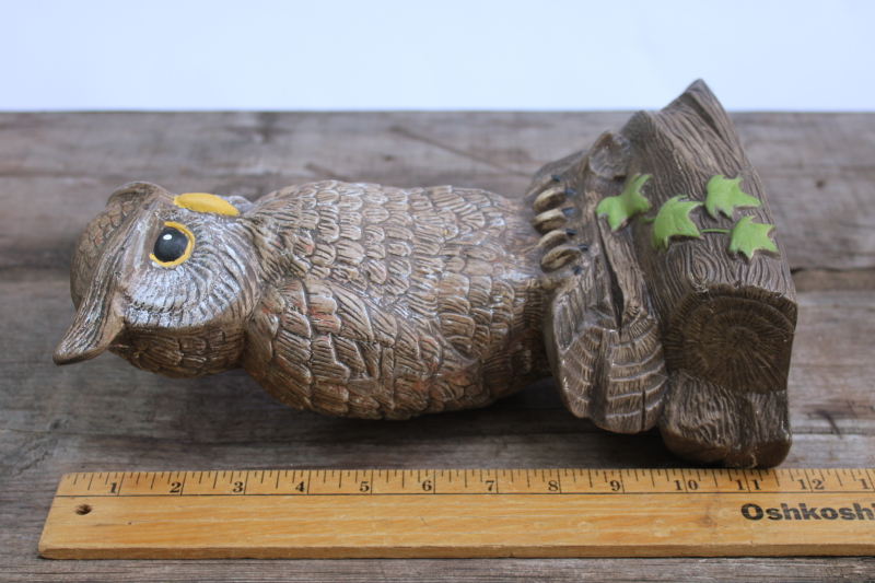 photo of 70s vintage ceramic owl, large figurine life size statue, natural rustic fall decor #3