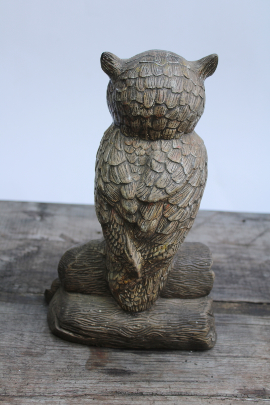 photo of 70s vintage ceramic owl, large figurine life size statue, natural rustic fall decor #5