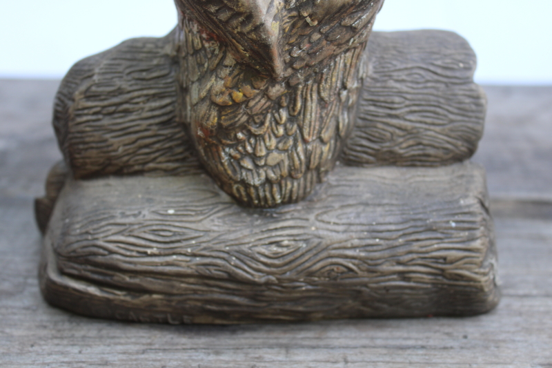 photo of 70s vintage ceramic owl, large figurine life size statue, natural rustic fall decor #6