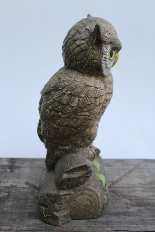 photo of 70s vintage ceramic owl, large figurine life size statue, natural rustic fall decor #7