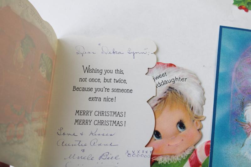 photo of 70s vintage children's Christmas cards, lot holiday greeting cards w/ retro artwork #3