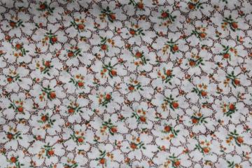 catalog photo of 70s vintage cotton fabric, prairie girl floral tiny print brown russet orange on white