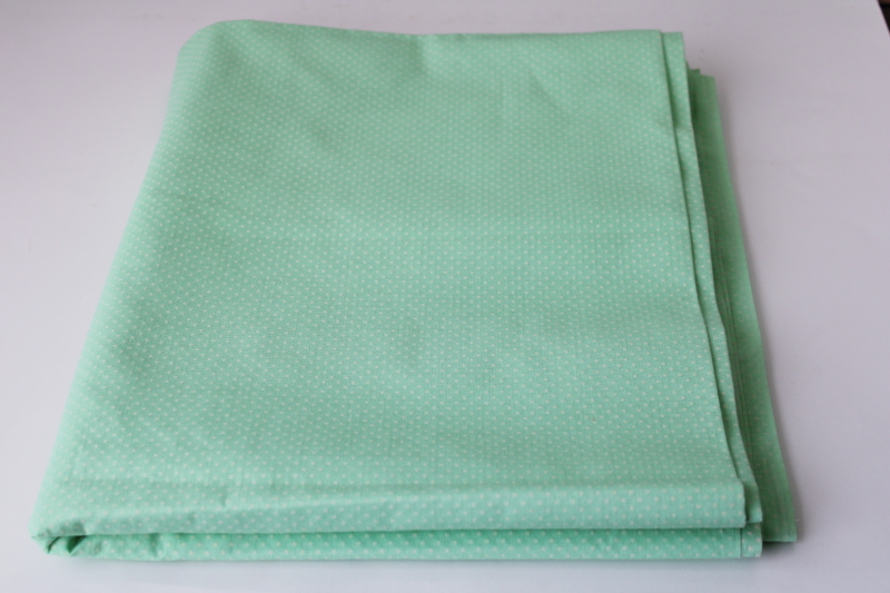 photo of 70s vintage cotton / poly dotted swiss fabric, flocked dots on mint green #3