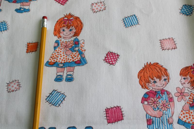 photo of 70s vintage fabric, cotton twill print cute kids, ginger red hair boy & girl #2