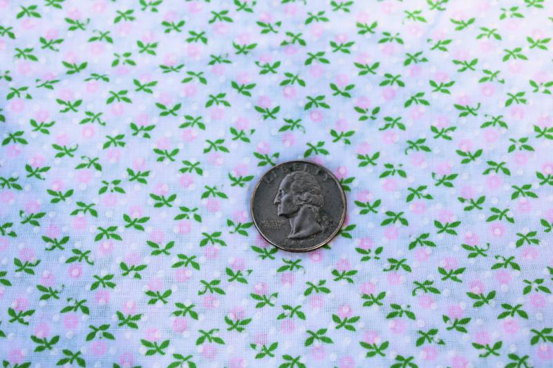 photo of 70s vintage fabric, girly pink flower print flocked dotted swiss crinkle cotton #2